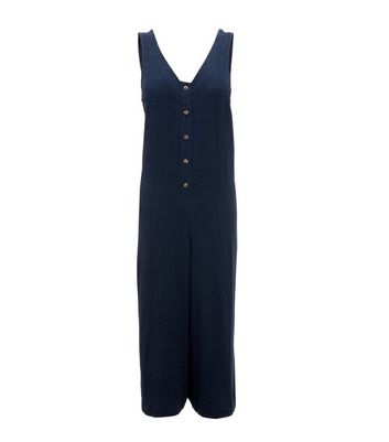 navy blue cropped jumpsuit