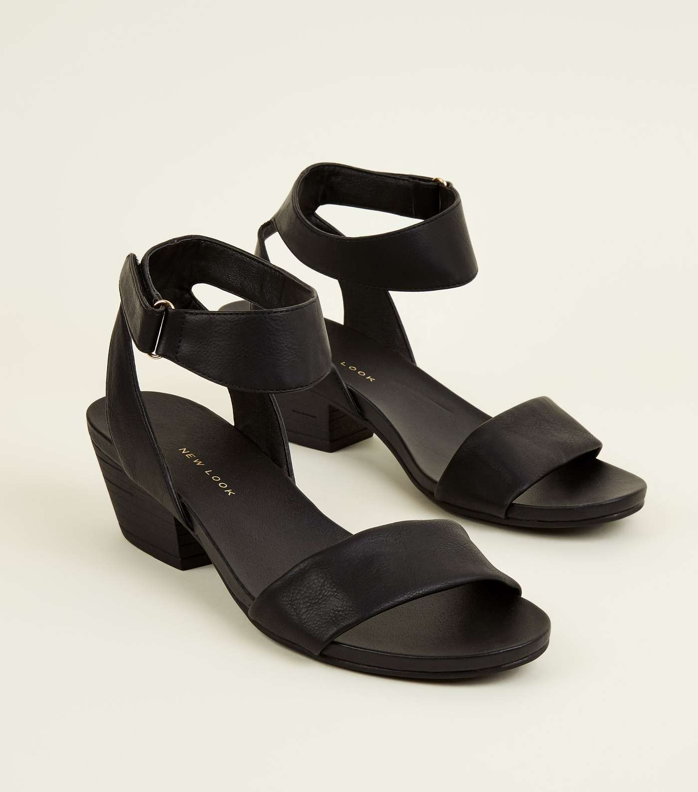 Wide Fit Black Cuban Heel Footbed Sandals Image 3