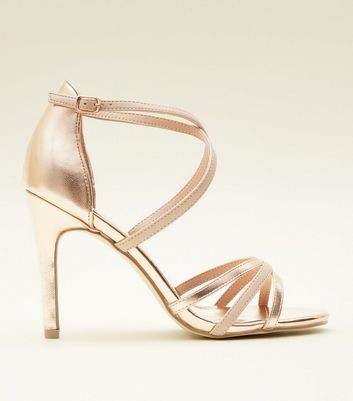 Rose Gold Strappy Stiletto Sandals 