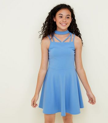girls blue skater dress