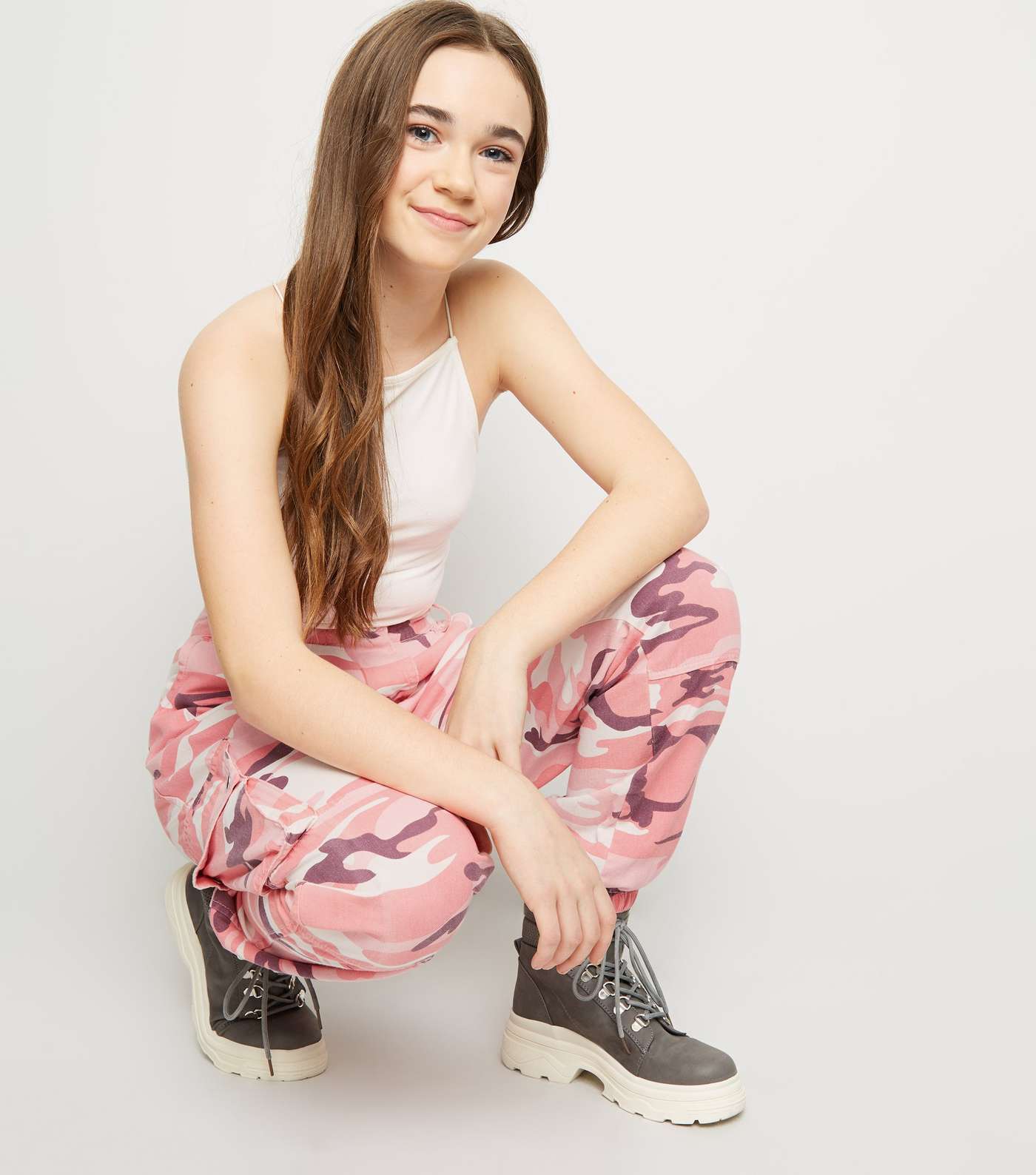 Girls Mid Pink Camo Utility Trousers Image 5