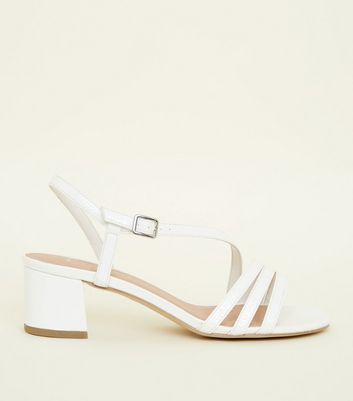 white short heel sandals