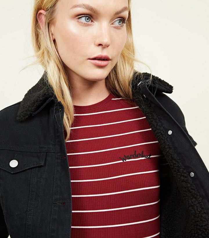 Lined Black Denim Jacket Womens