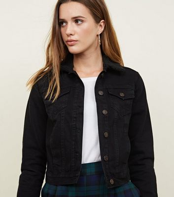 Black Borg Collar Denim Jacket