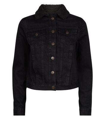 borg collar jacket black
