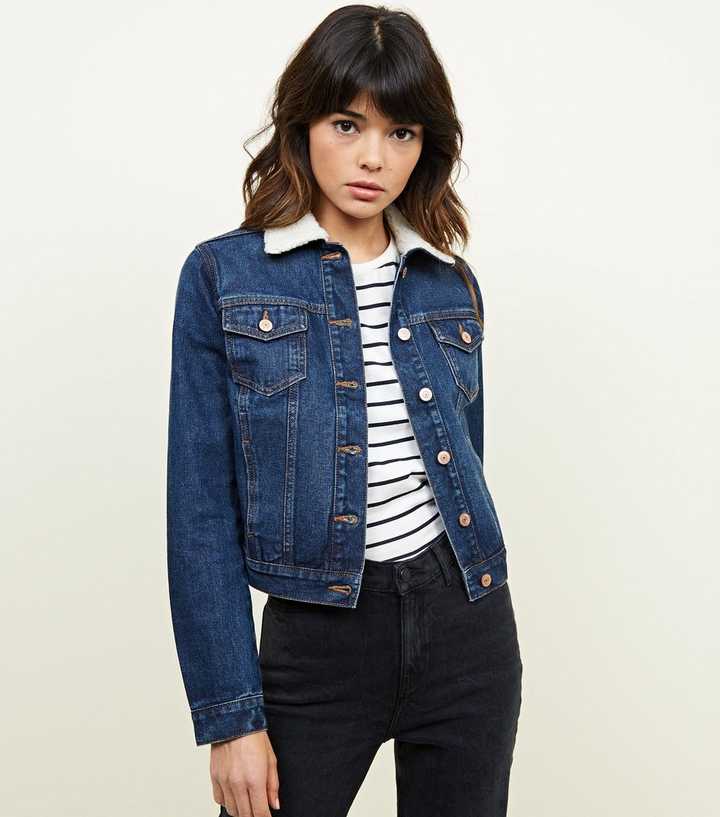 Blue Borg Collar Denim Jacket