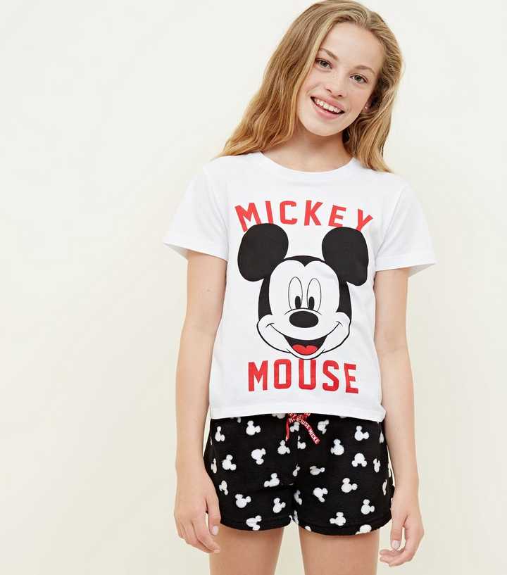 Girls White Mickey Mouse Pyjama Set