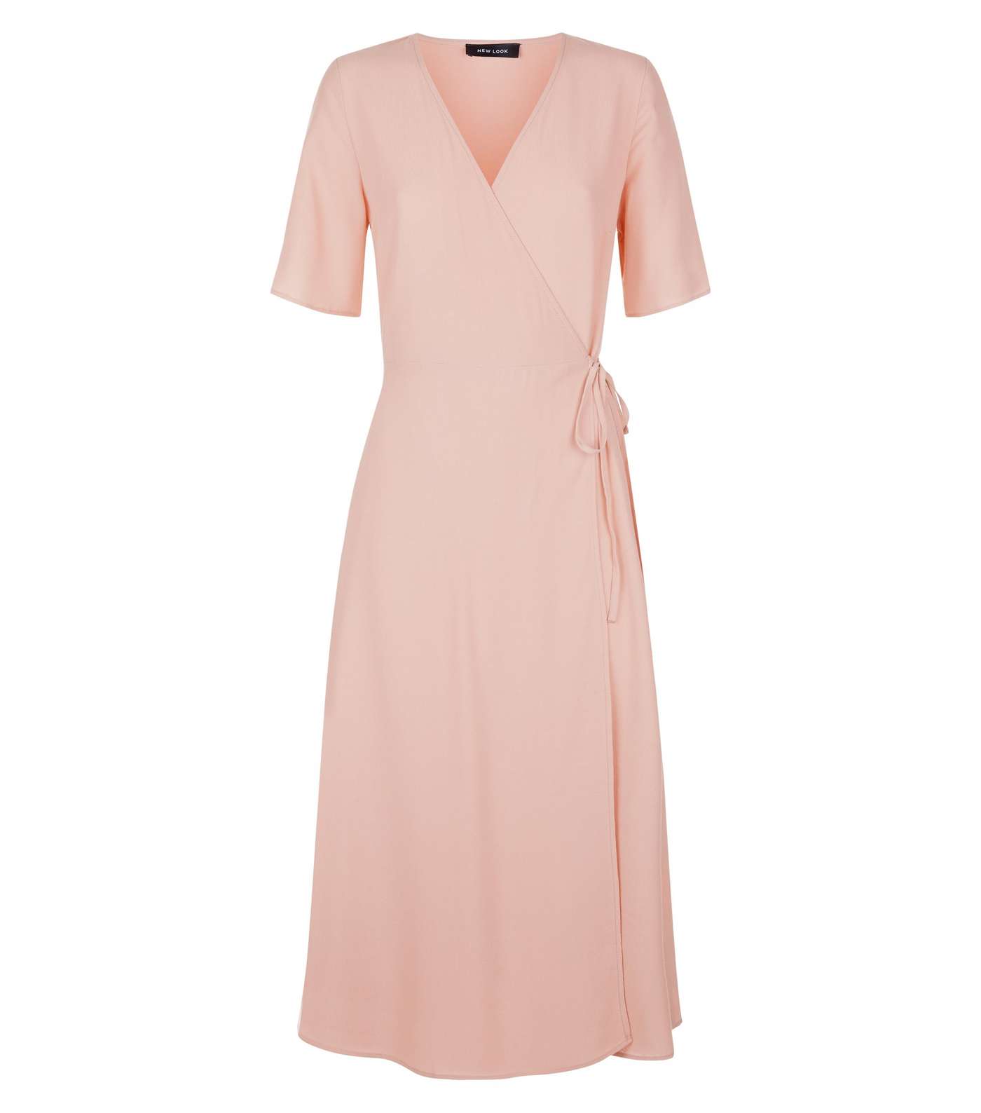 Pale Pink Wrap Front Midi Dress Image 4
