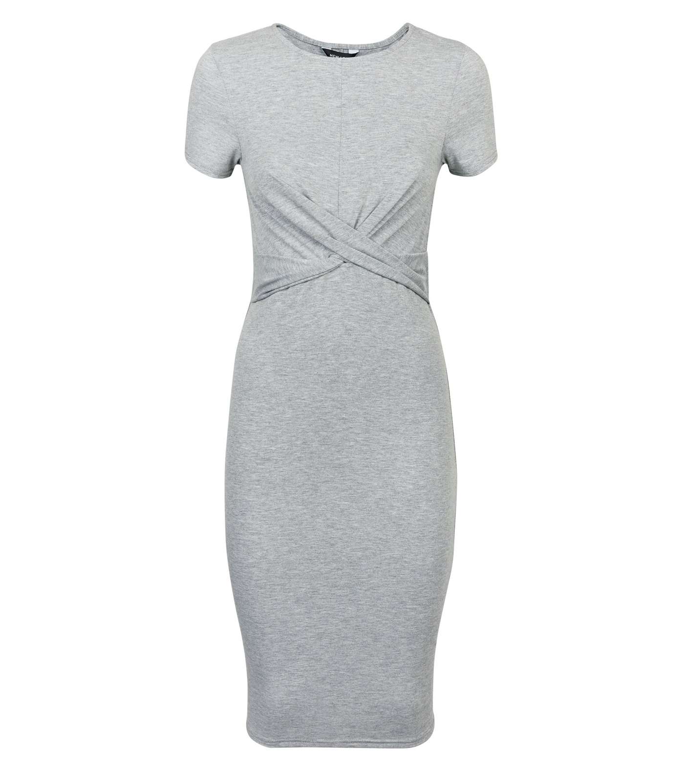 Grey Twist Front Jersey Bodycon Dress Image 4