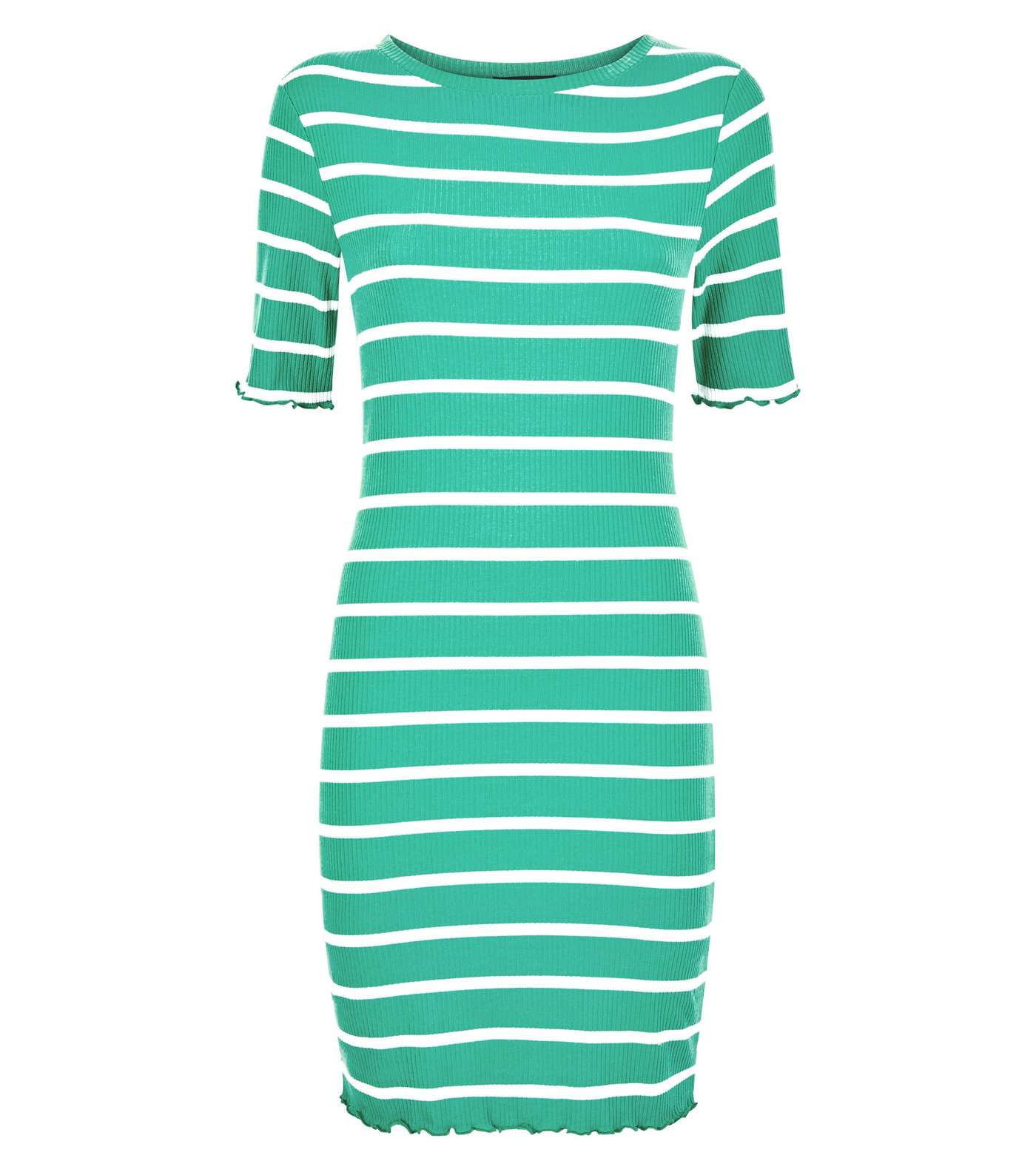 Green Stripe Ribbed Bodycon Dress Image 4