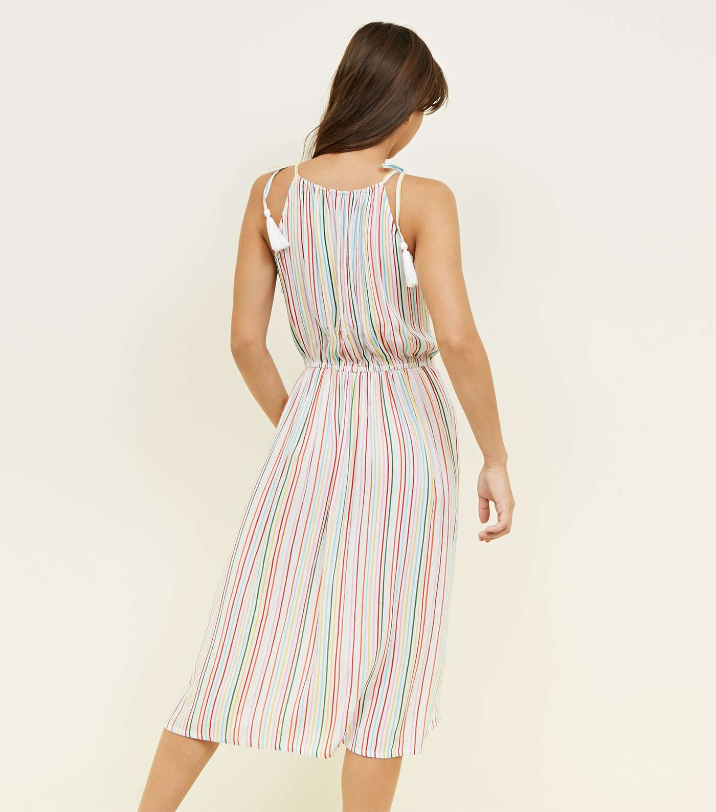 Rainbow Stripe Tassel Tie Midi Dress Image 3