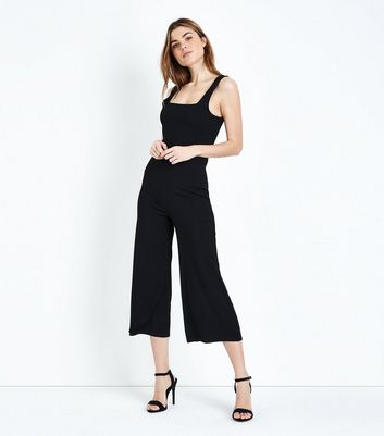 square neck black jumpsuit