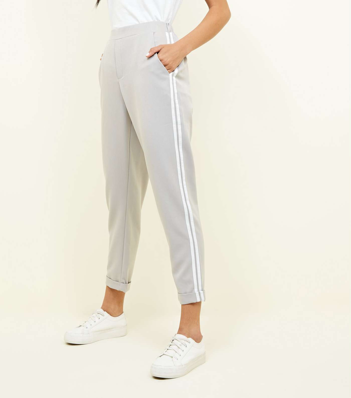 Grey Double Side Stripe Tapered Trousers Image 2