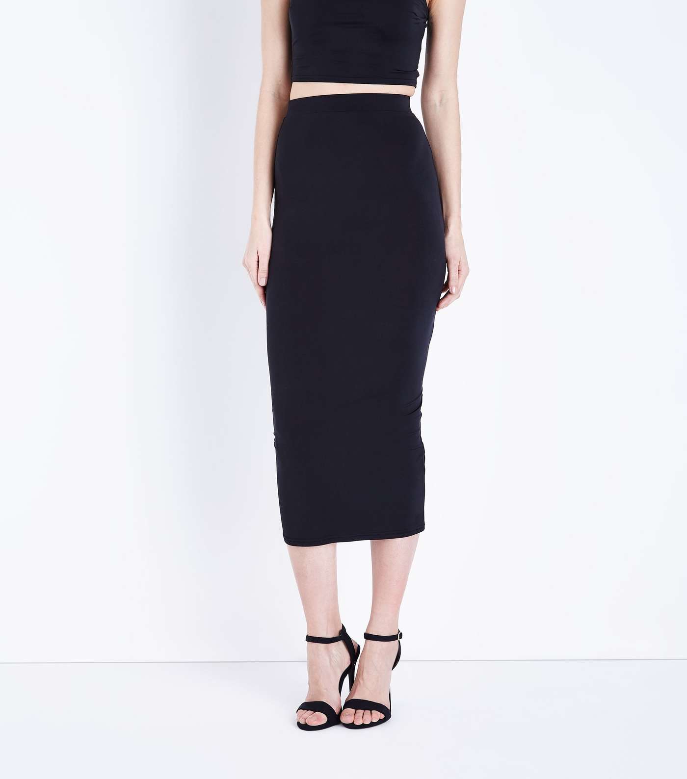 Black Bodycon Midi Skirt Image 2