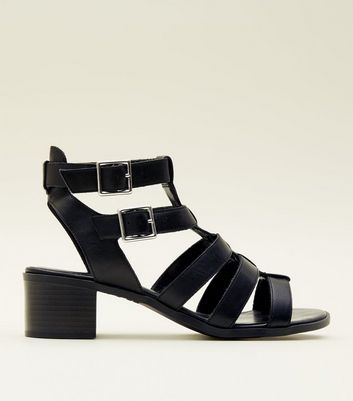 black leather sandals low heel