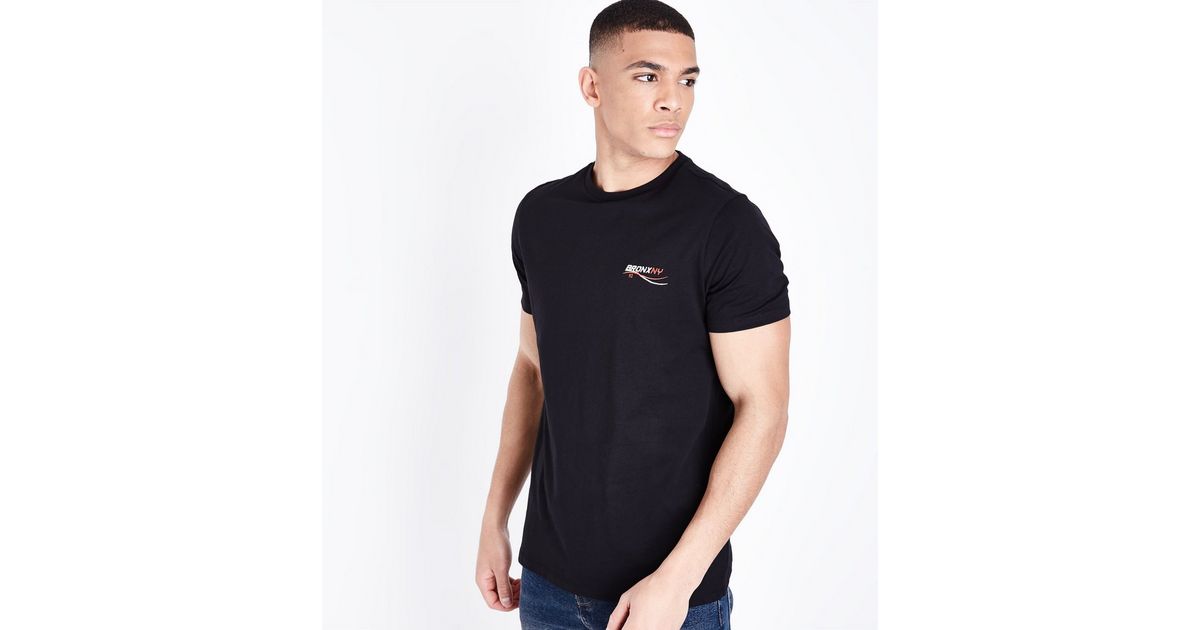Black Bronx NY Embroidered TShirt New Look