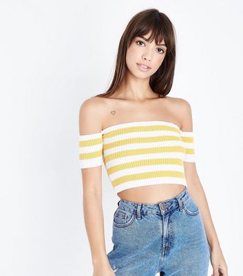 Yellow bardot best sale crop top