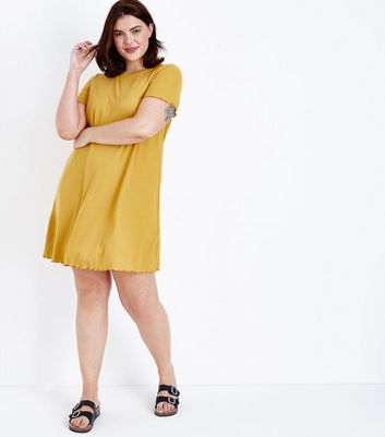 mustard jersey dress