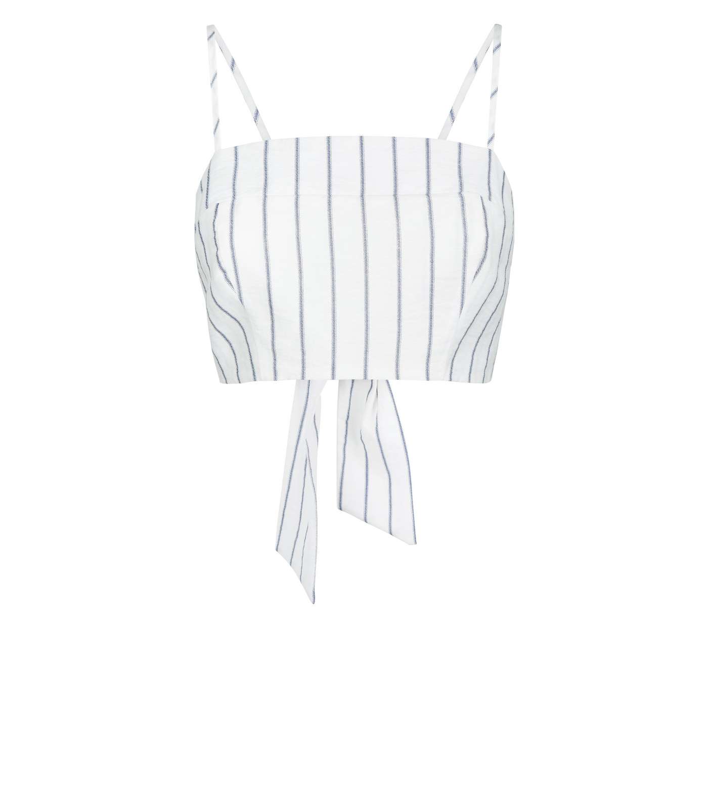 White Stripe Linen Look Cropped Cami Image 4