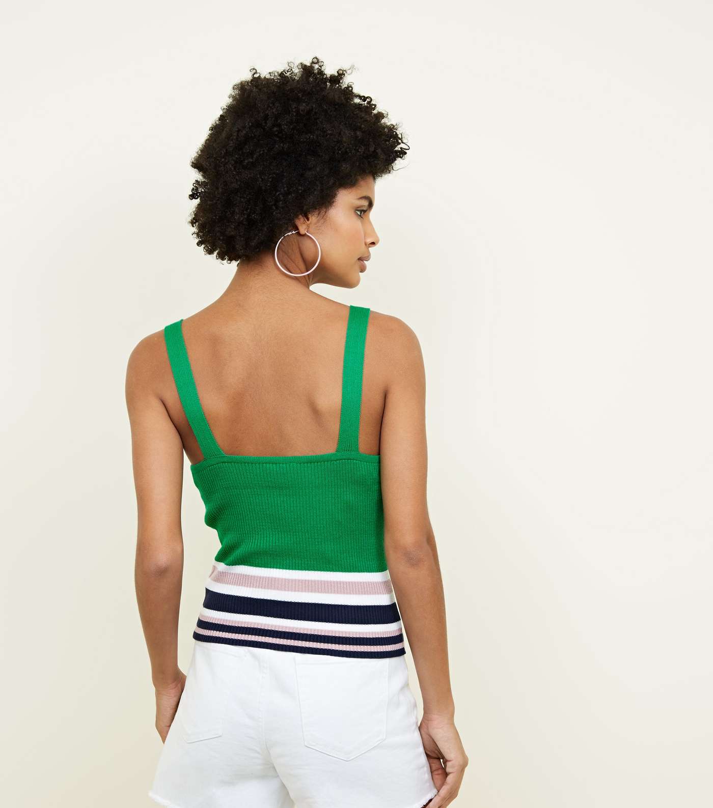 Green Stripe Hem Knitted Vest  Image 3