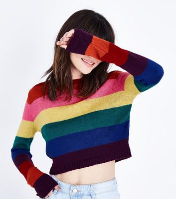 rainbow cropped sweater