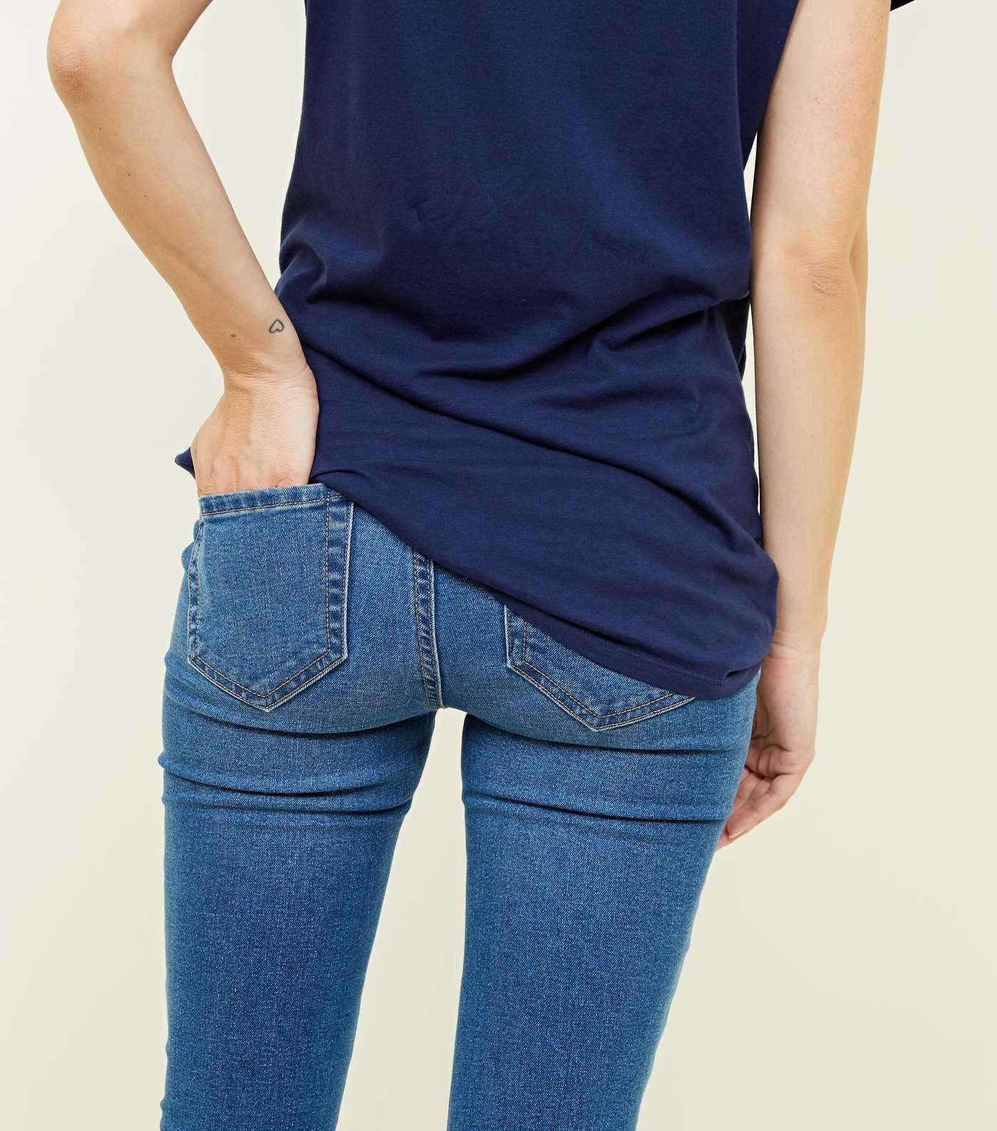 Maternity Blue Ripped Skinny Jeans Image 5