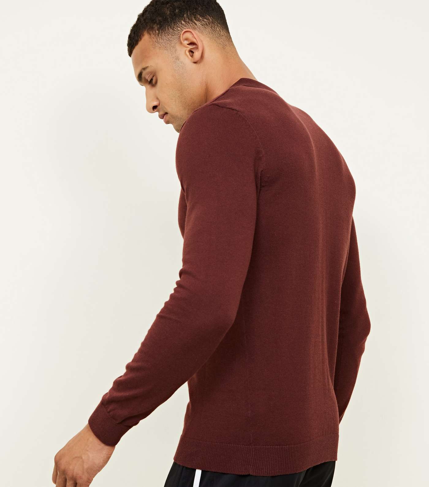 Burgundy Muscle Fit Long Sleeve Knit Polo Shirt Image 3