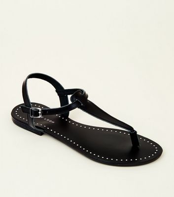 Black flat sandals with hot sale studs