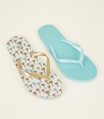 gold flip flops new look
