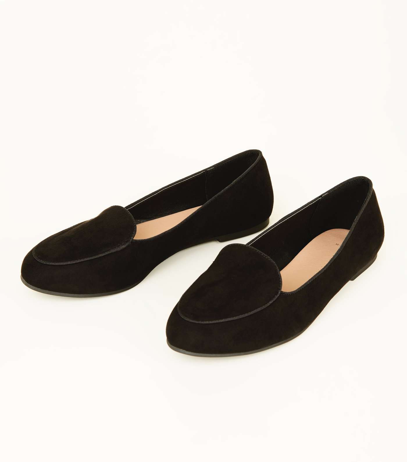 Wide Fit Black Suedette Square Toe Loafers Image 4