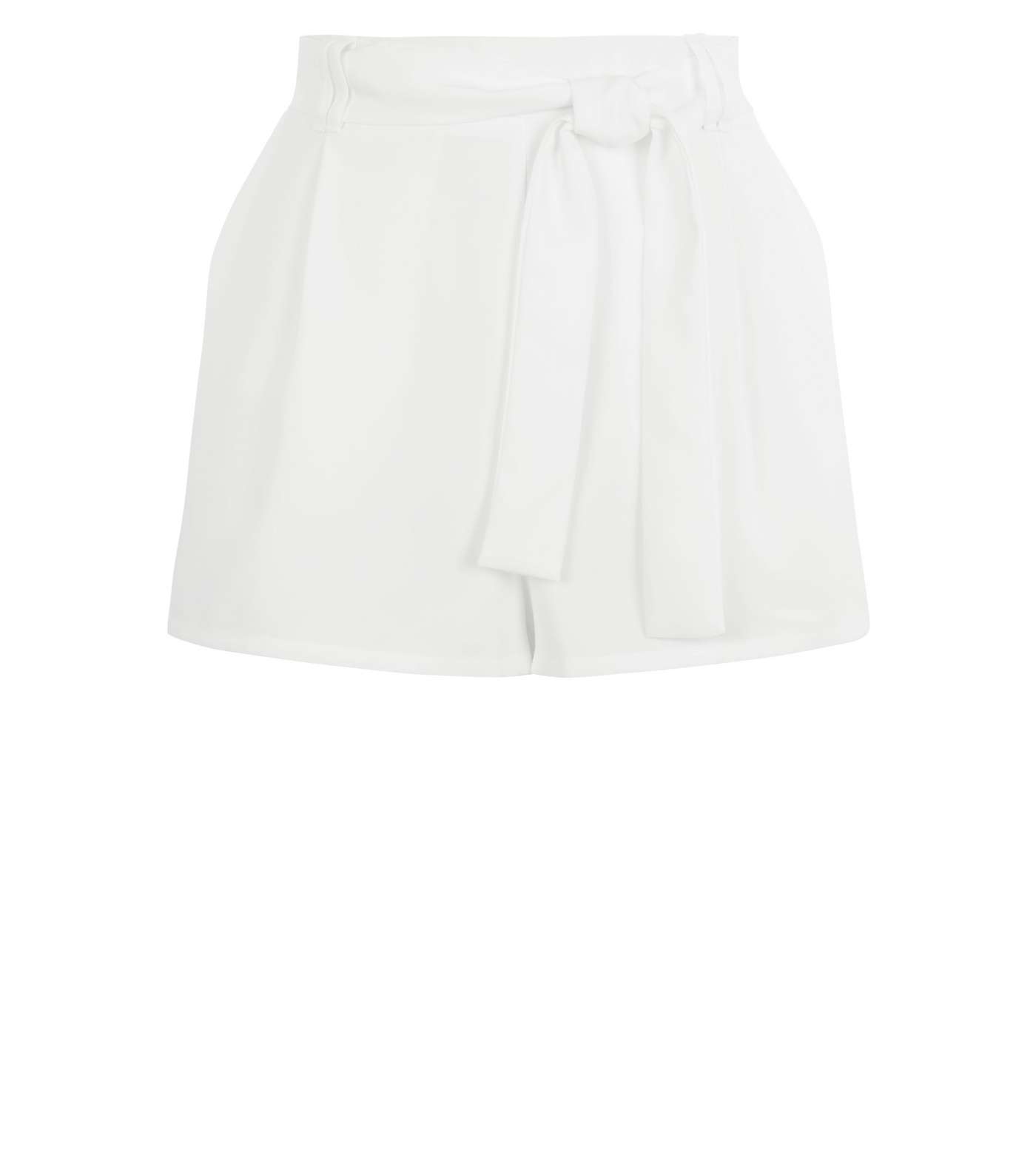 White High Tie Waist Shorts Image 4