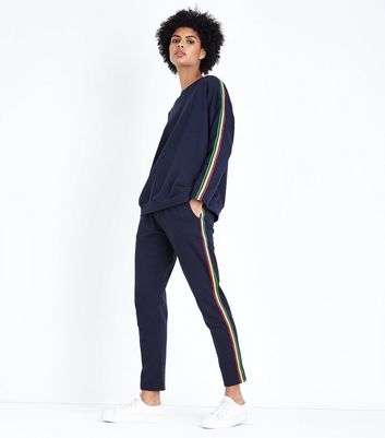 Rainbow side best sale stripe joggers