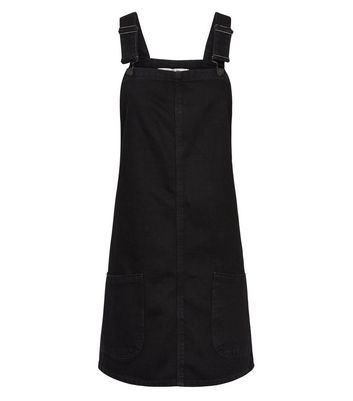 new look black denim pinafore