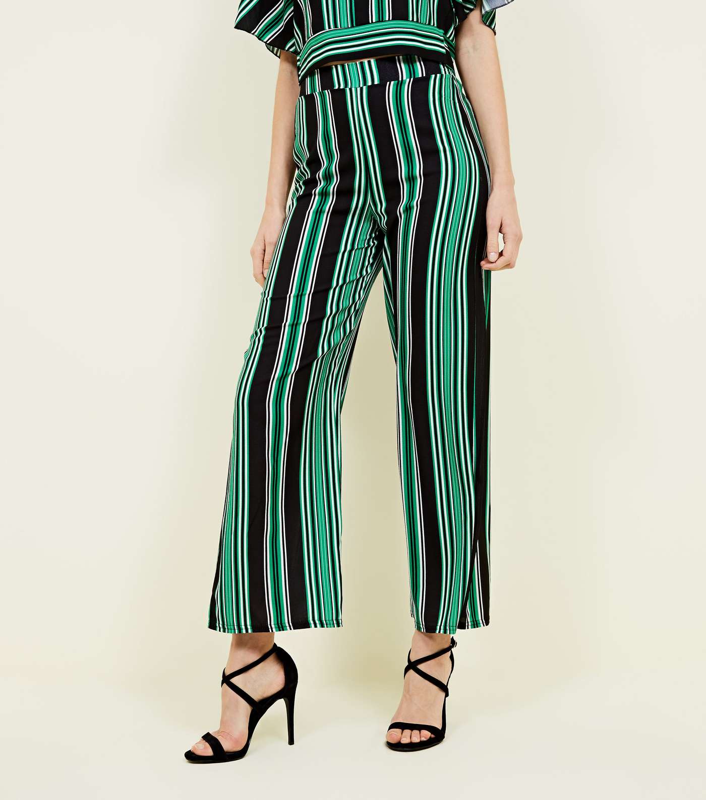 Green Stripe Wide Leg Trousers Image 2