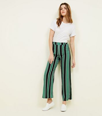 green and black striped trousers