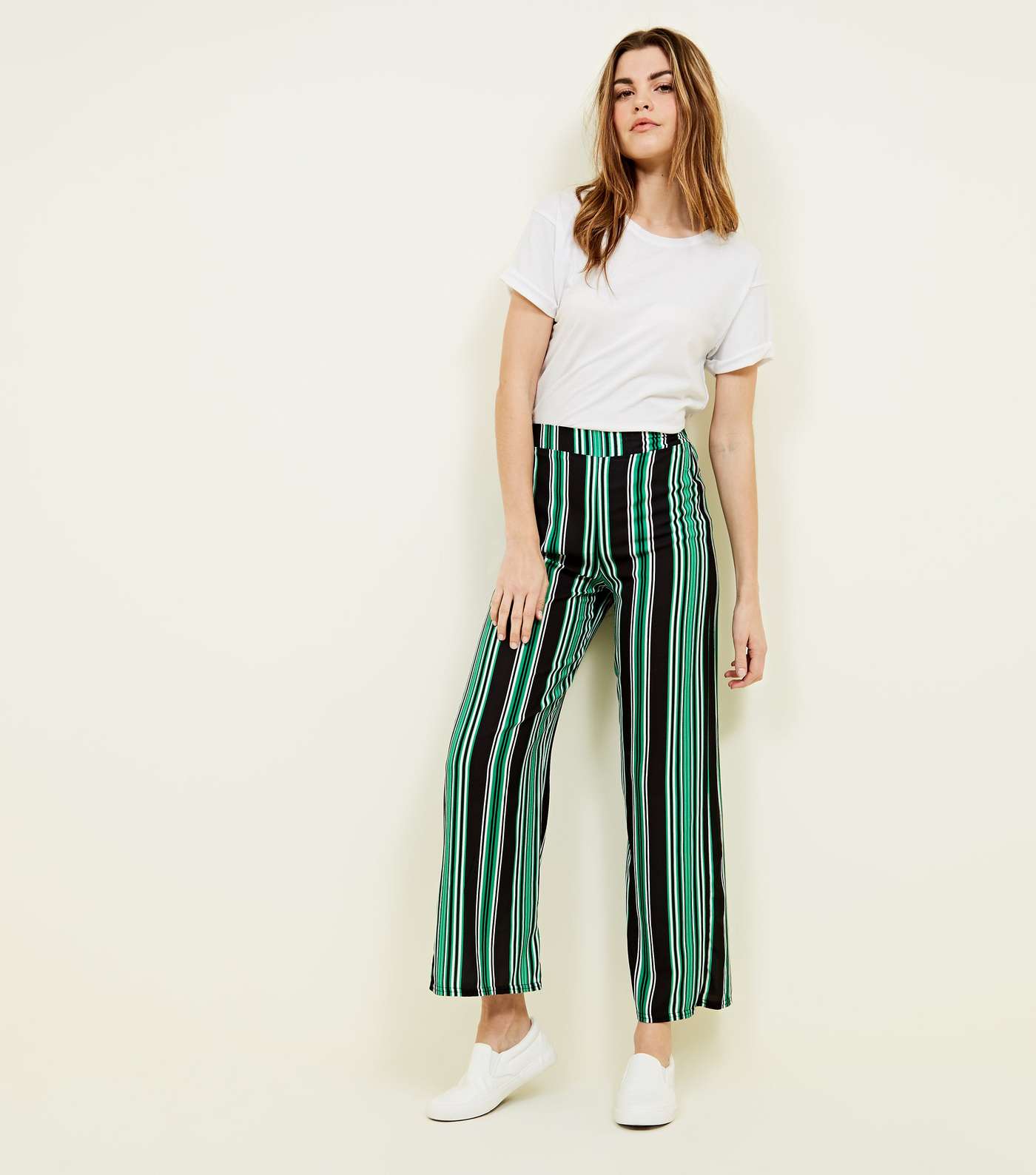 Green Stripe Wide Leg Trousers Image 5