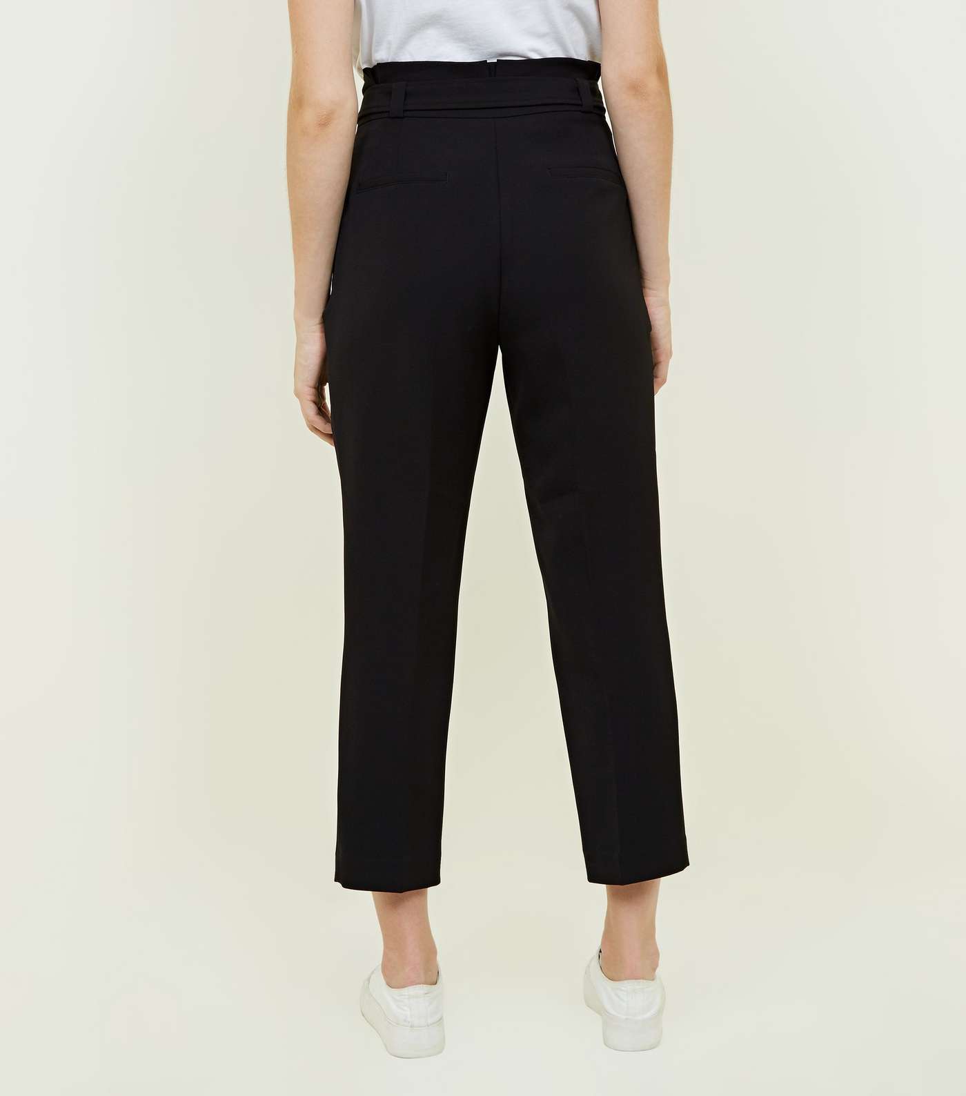 Petite Black Paperbag Waist Tapered Trousers  Image 3