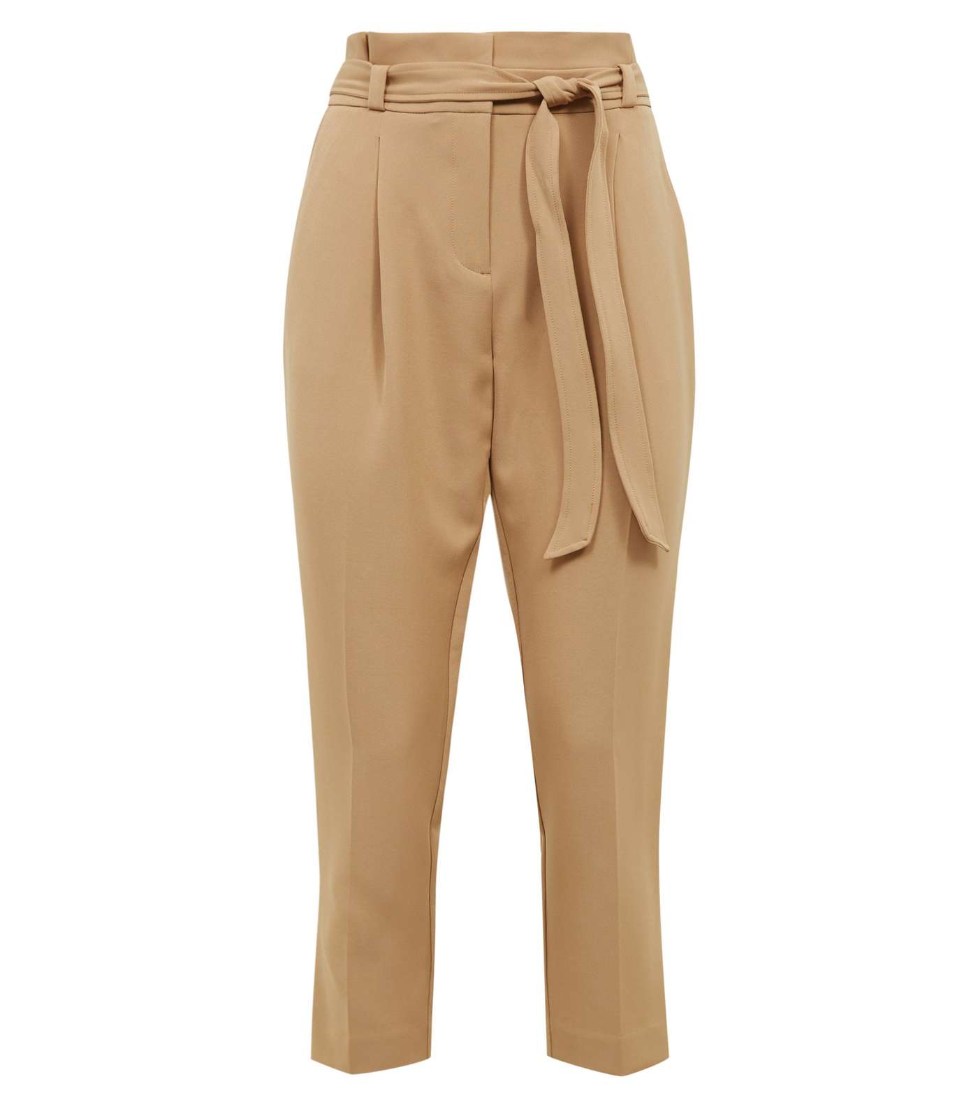 Petite Camel Paperbag Waist Tapered Trousers  Image 4