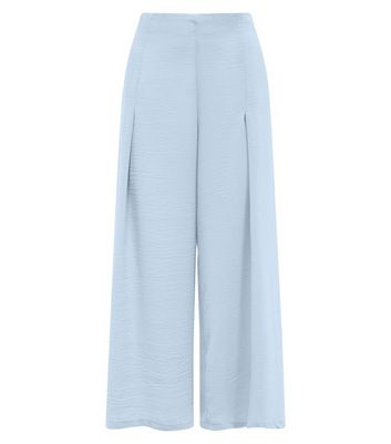 Pale Blue Pleated High Waist Cropped Trousers | New Look