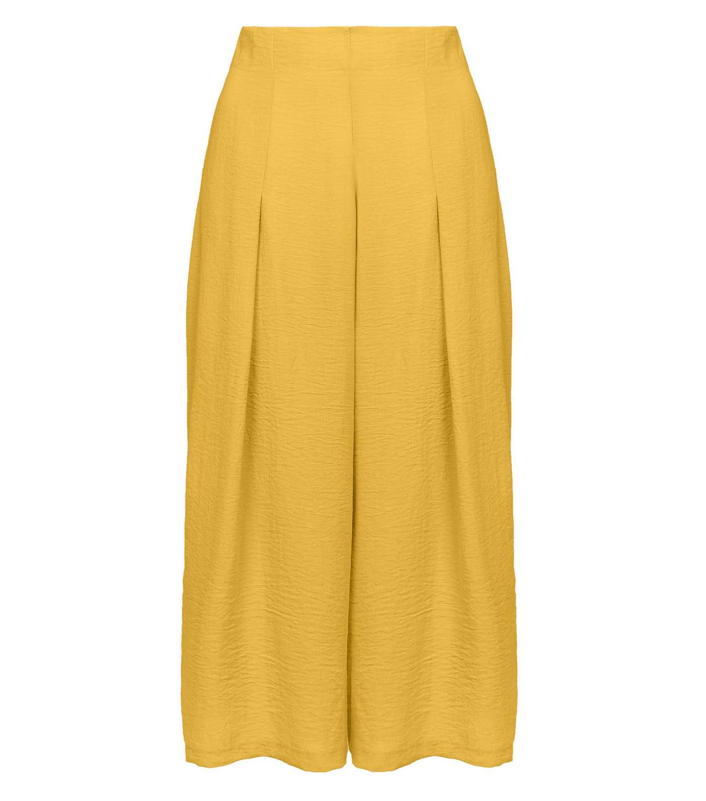 Mustard Pleated High Waist Cropped Trousers Image 4