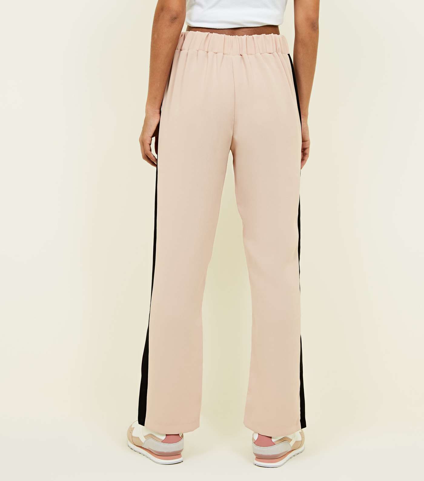 Pale Pink Double Side Stripe Flared Trousers Image 3