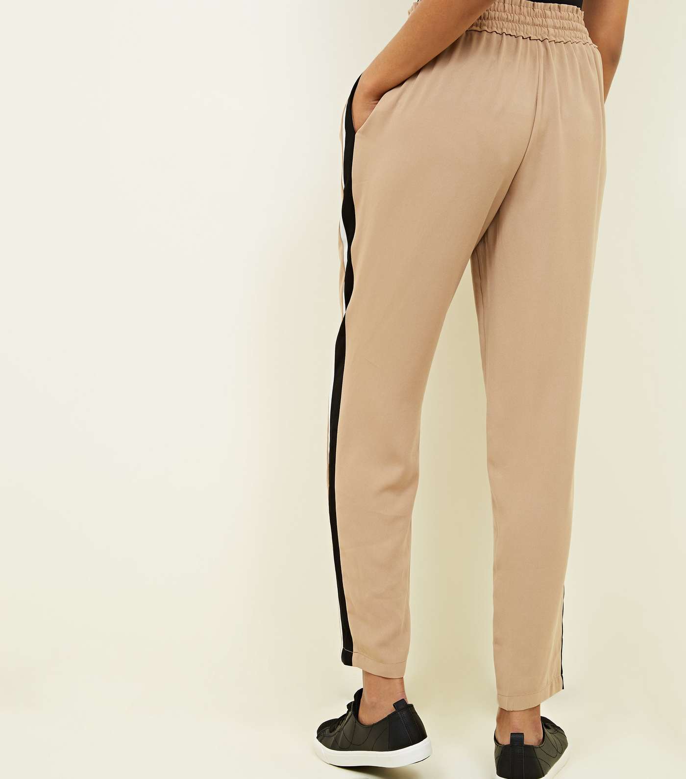 Camel Side Stripe Shirred Waist Trousers Image 3