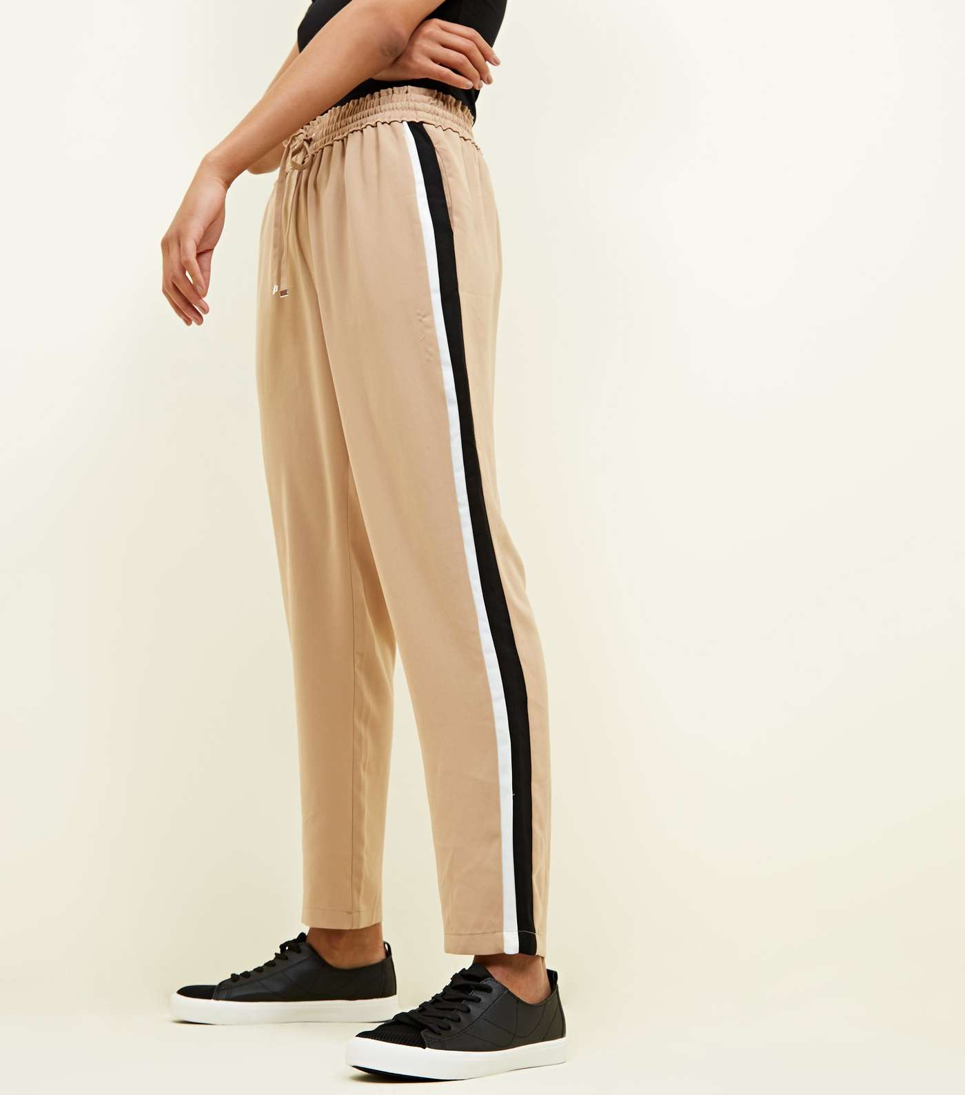Camel Side Stripe Shirred Waist Trousers Image 5
