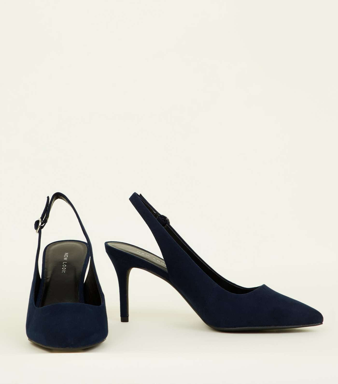 Navy Suedette Pointed Slingbacks Image 4