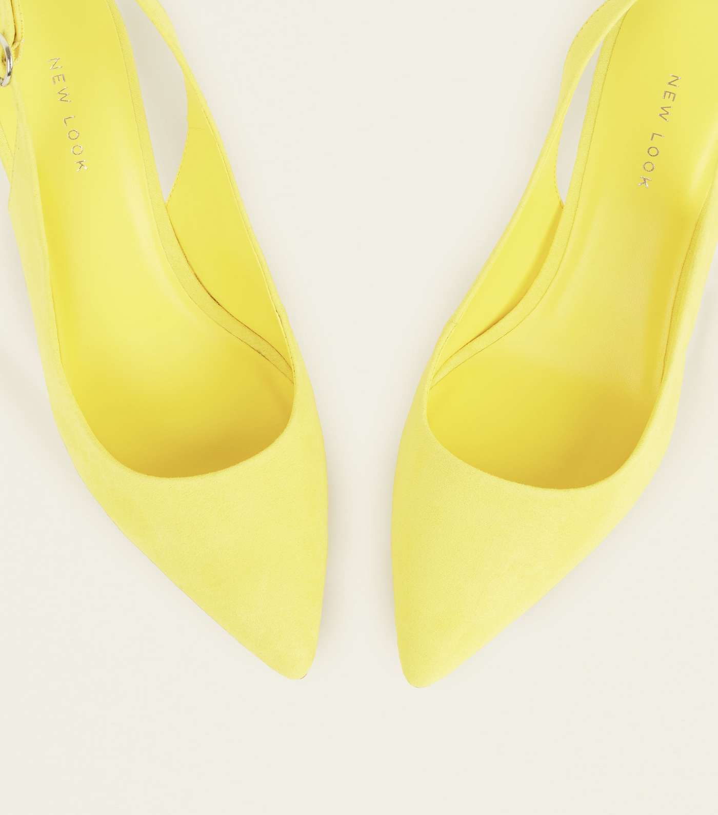 Bright Yellow Suedette Pointed Slingbacks Image 4