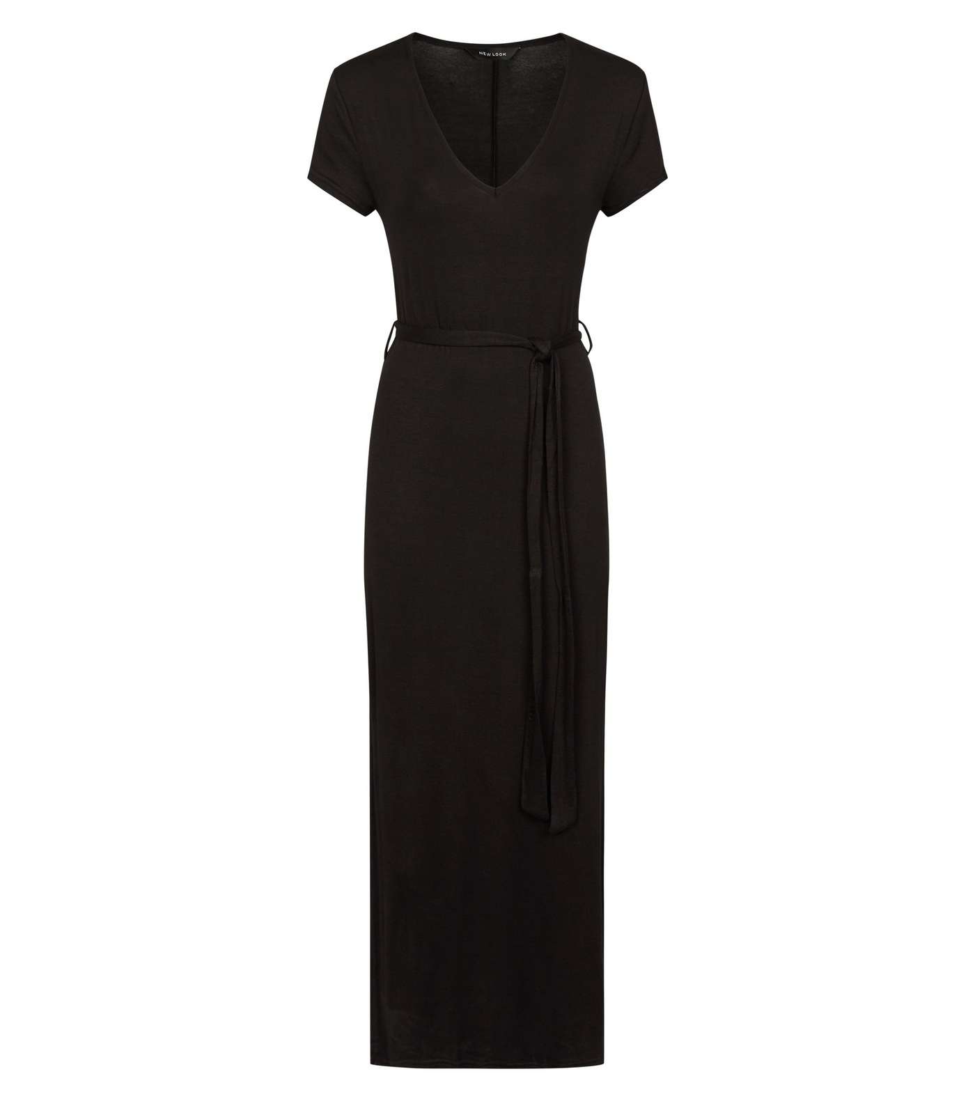 Black V-Neck Jersey Maxi Dress Image 4