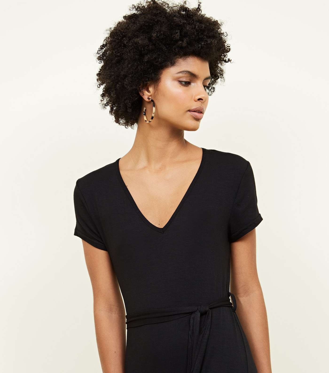Black V-Neck Jersey Maxi Dress Image 2