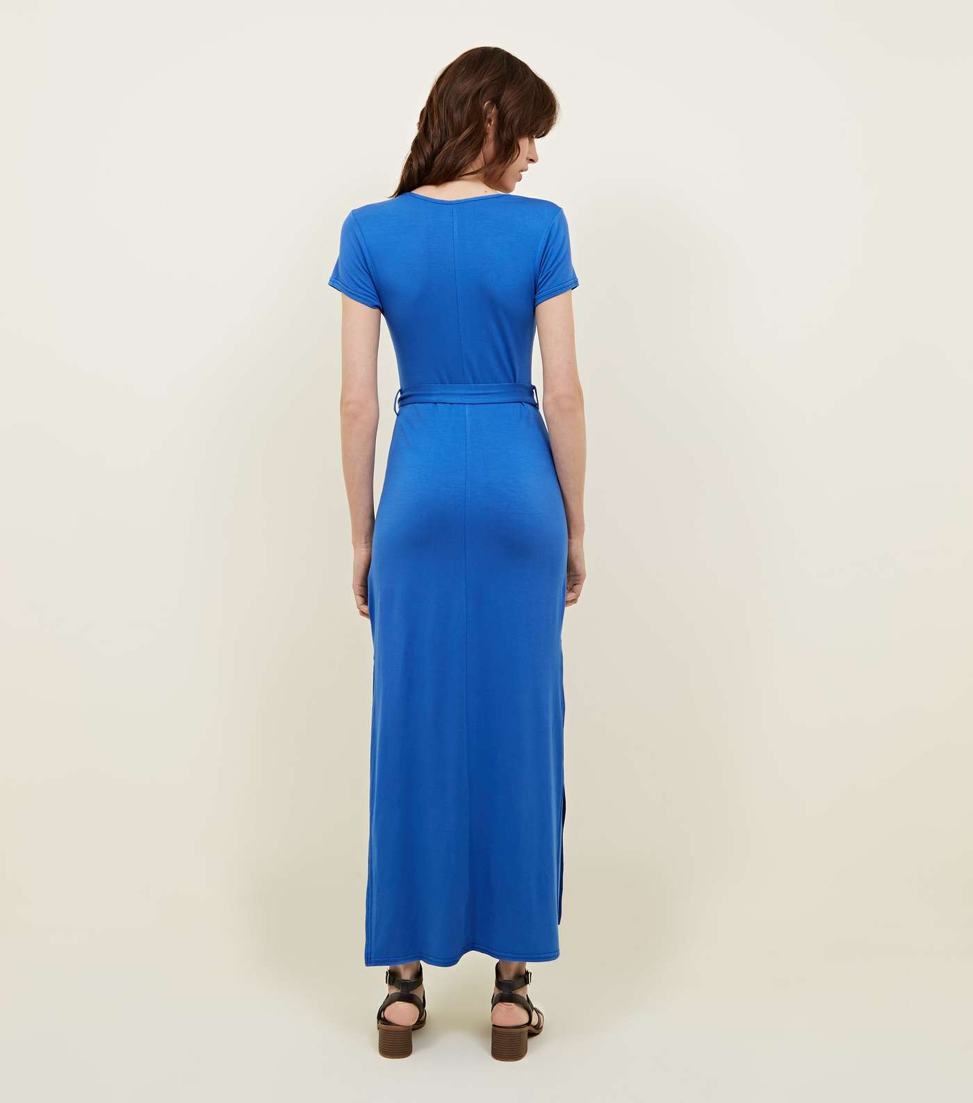 Blue V-Neck Jersey Maxi Dress Image 2