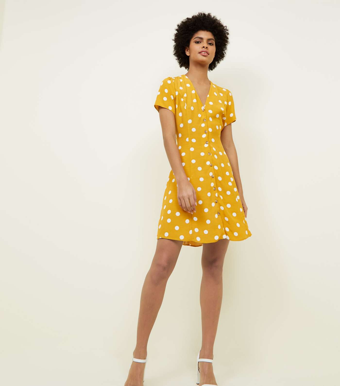 Yellow Polka Dot Tea Dress  Image 2