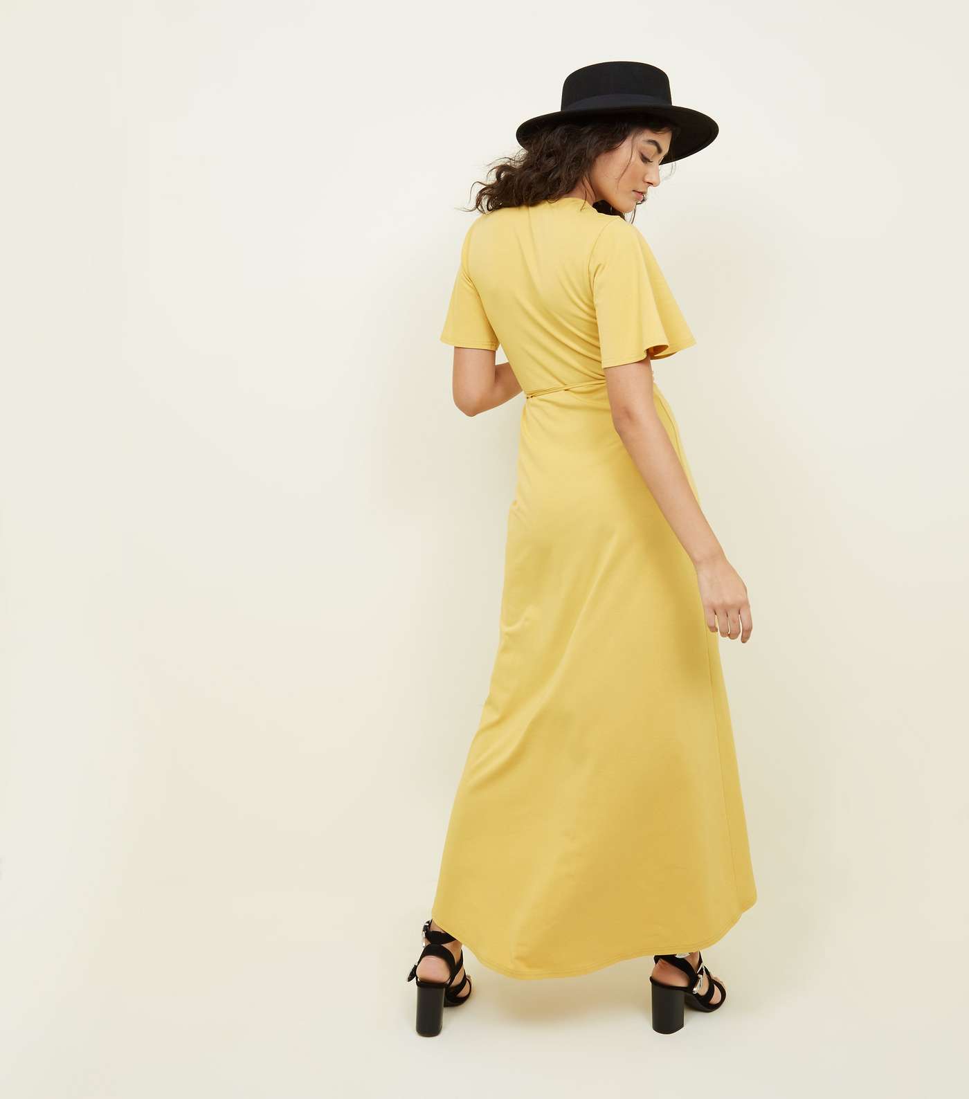 Mustard Jersey Wrap Front Maxi Dress Image 2